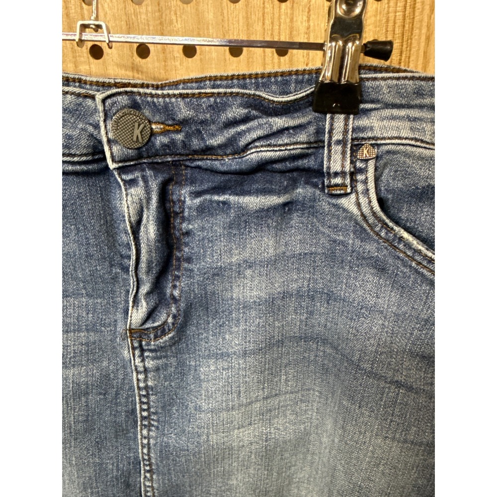Kut from the Kloth Womens 14W Blue Distressed Denim Skirt Frayed Hem Medium Wash - Picture 5 of 7